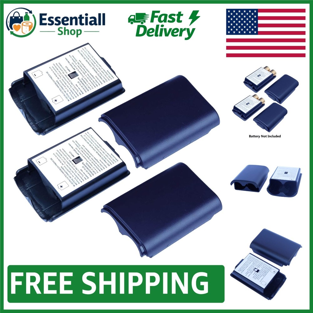 4-Pack Black Battery Cover Case for Xbox 360 Wireless Controller Replacement