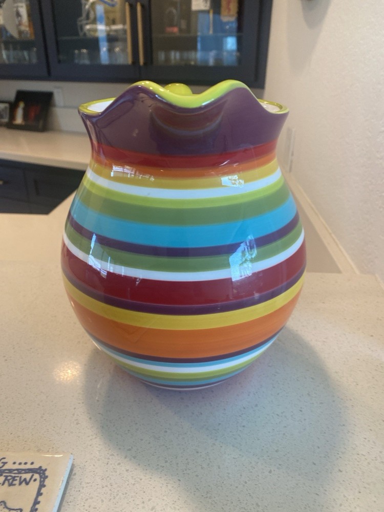 Crate & Barrel Large Carnivale Stripe Pitcher