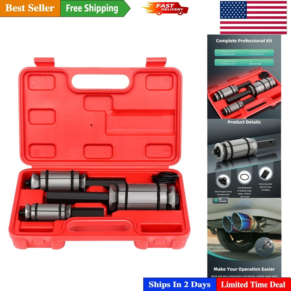 Efficient 3-Piece Pipe Expander Tool Set for Straightening Exhaust Systems