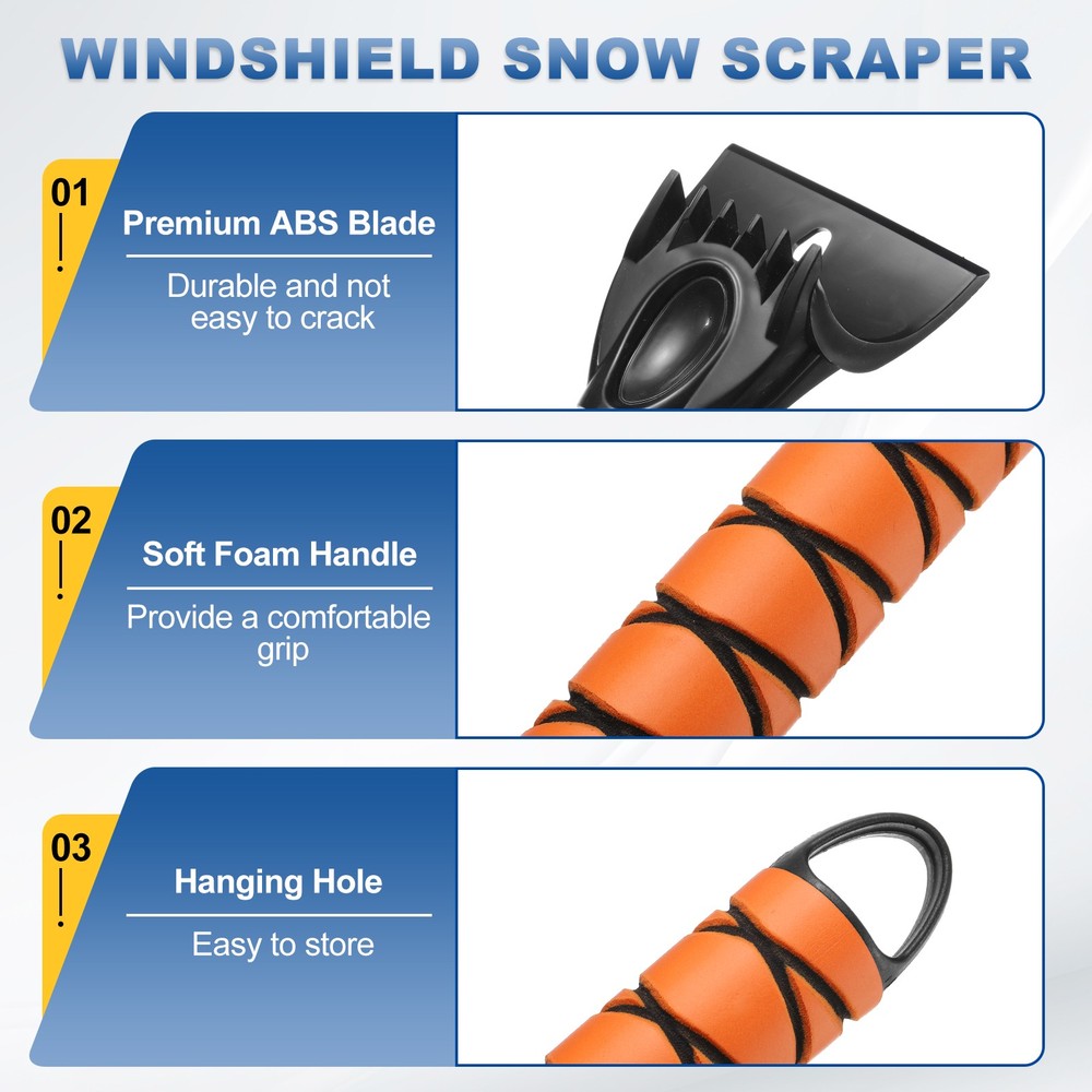 2pcs Car Ice Scraper 12"x4" Orange