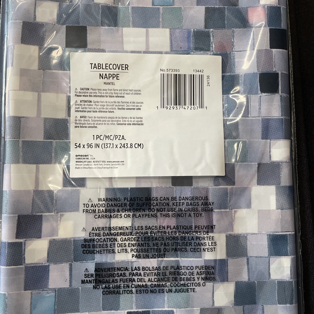 Disco Rectangular Plastic Table Cover, 54 X 96 Inches