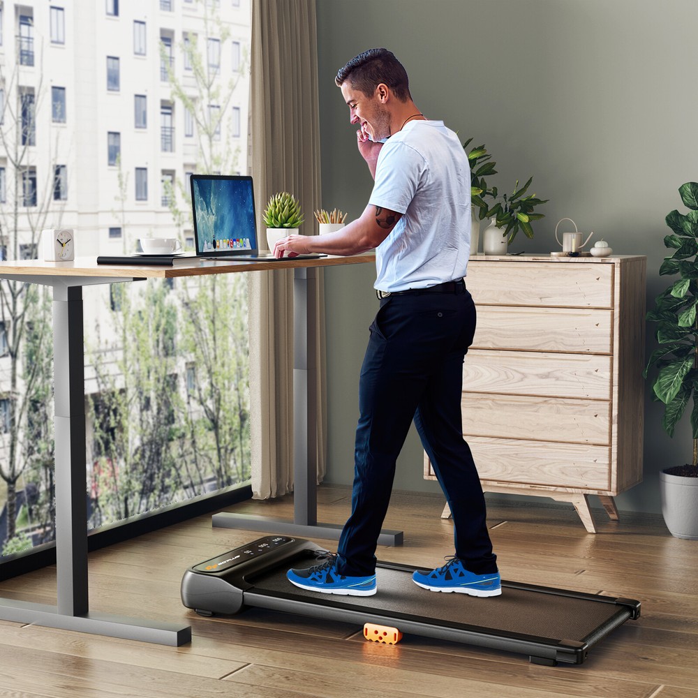 2-in-1 Walking Pad Treadmill Compact Walking Jogging Machine for Home Office