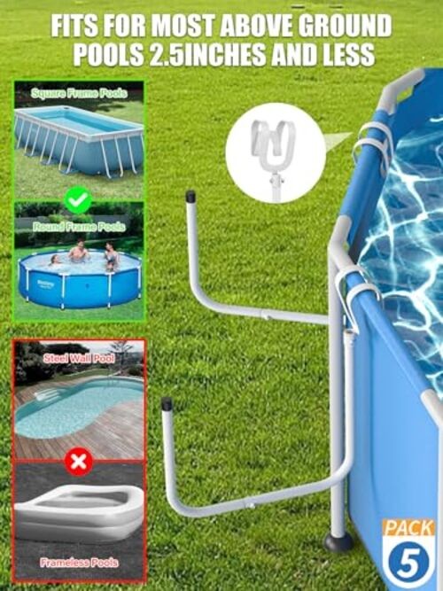 5 Pack Solar Pool Cover Holder, Adjustable Solar Cover Hooks Keep Solar White