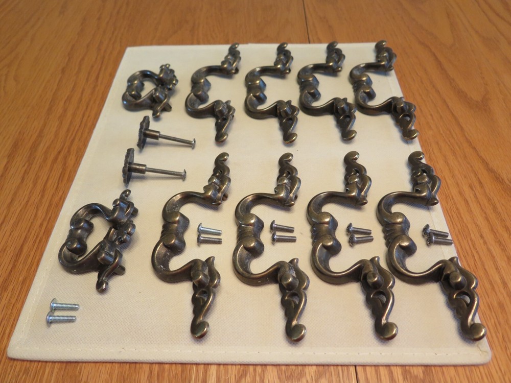 Vintage Brass Drawer Pull Hardware Mixed Lot of 12 Pieces