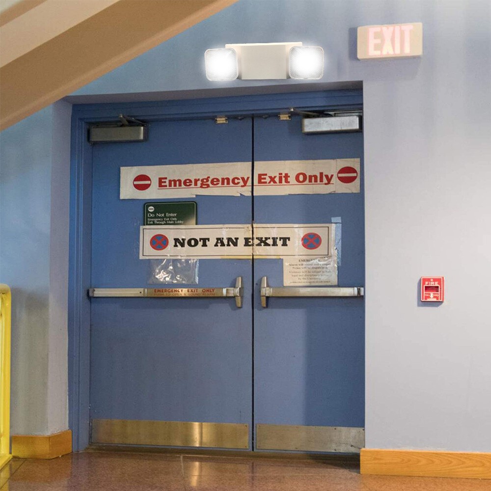 LED Emergency Exit Light Adjustable Dual Head Lamp with Battery Backup UL