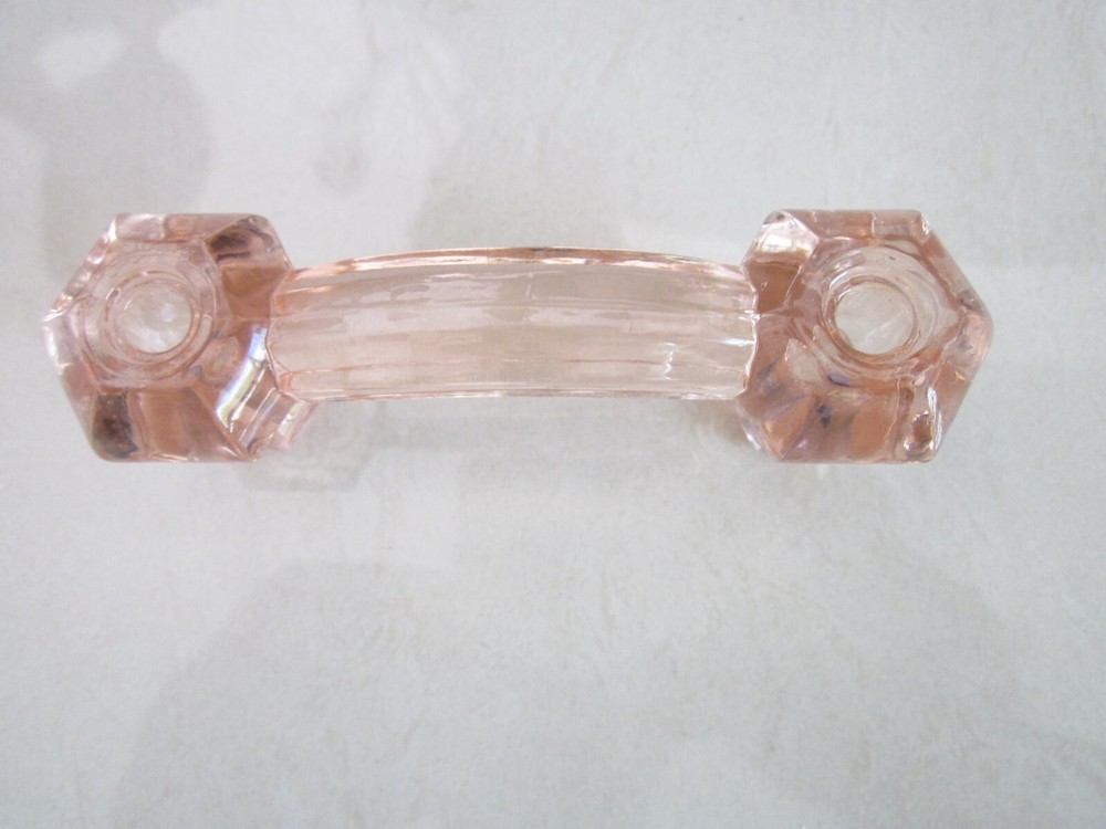 LIGHT PINK GLASS CABINET PULLS DRAWER HANDLES VINTAGE STYLE
