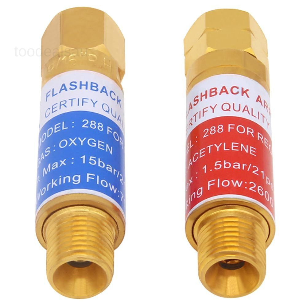 Oxygen & Acetylene/Propane Flashback Arrestors Set Regulator End 9/16-18 Threads