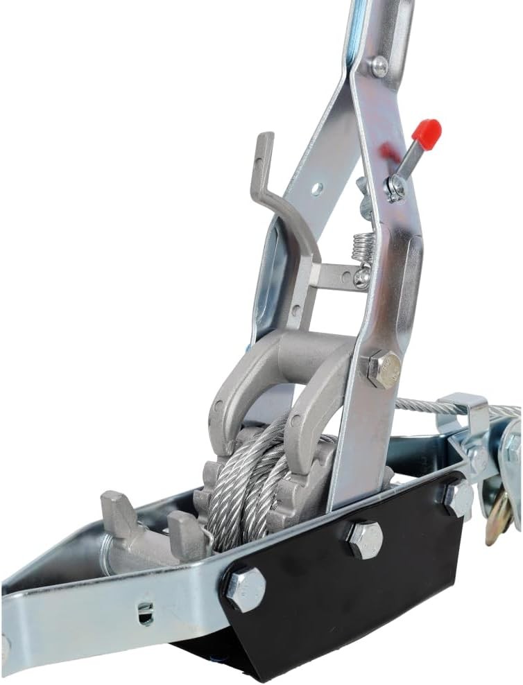 4T Hand Winch Puller Double Gear 3 Hooks 12FT Steel Cable Power Ratchet Puller