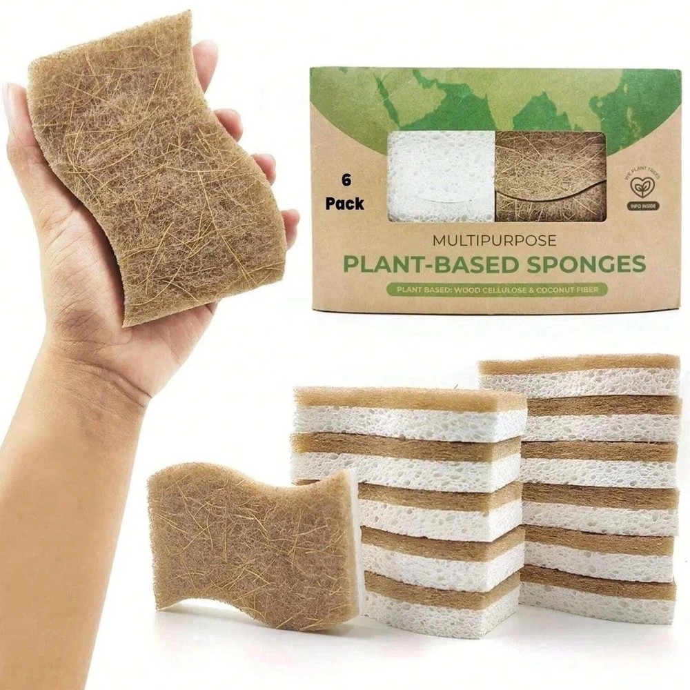 12pcs Kitchen Sponge Natural Biodegradable Eco-Friendly Dish Sponges for Kitchen