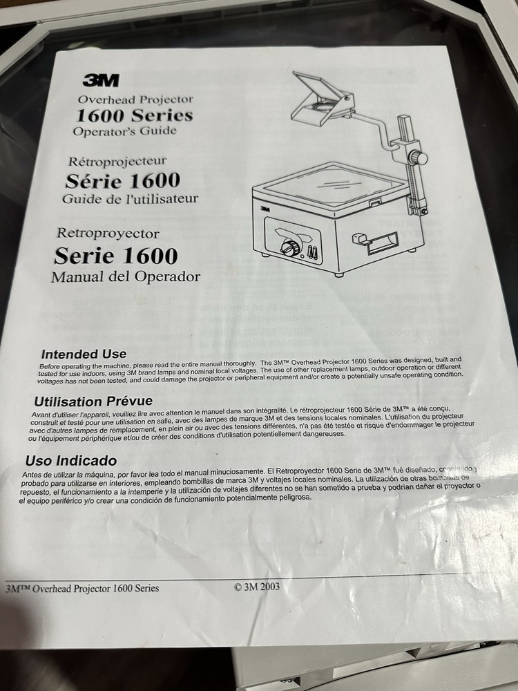 3M 1608 Overhead Projector TESTED WORKS