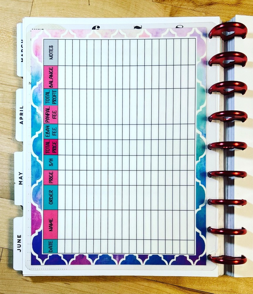 Etsy Sales Two Sided Dashboard Insert for use with Classic HAPPY Planner
