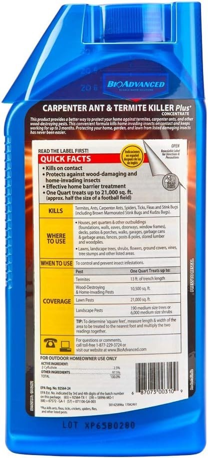 BioAdvanced Carpenter Ant & Termite Killer Plus, Concentrate, 40 oz Quick Result
