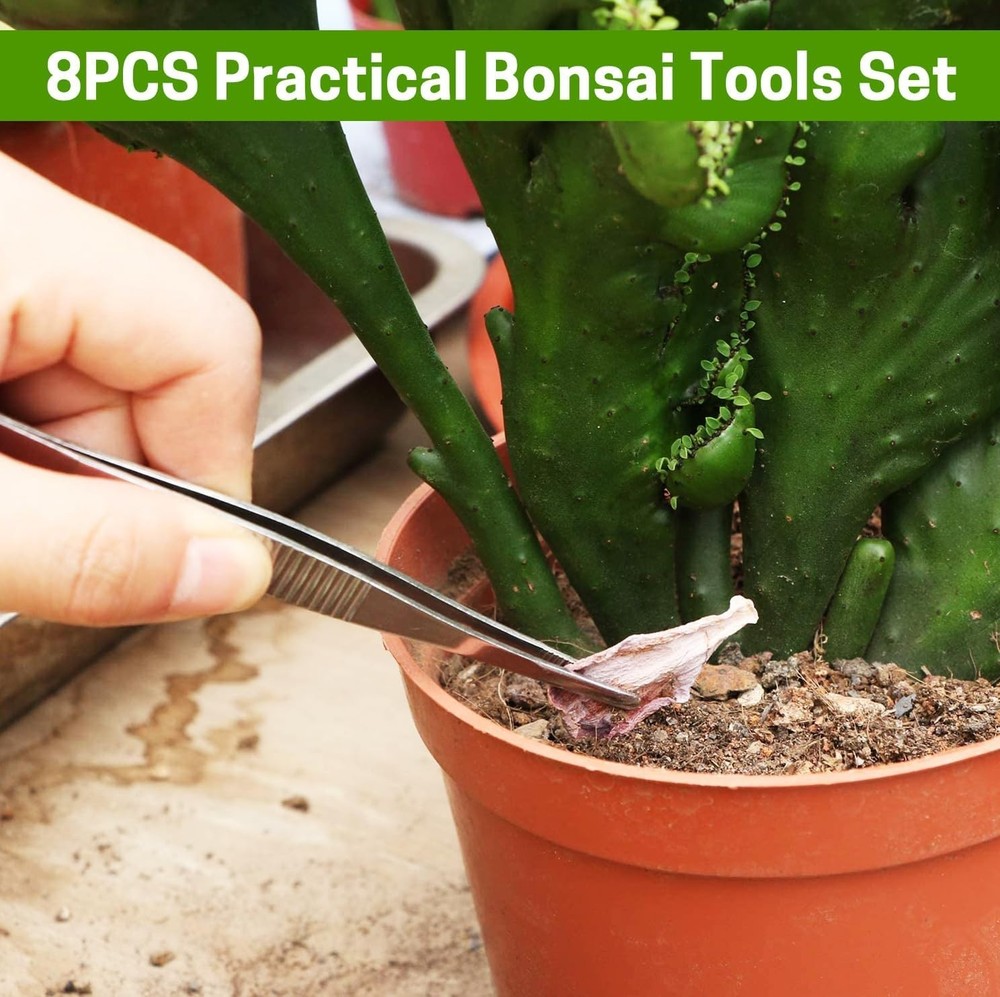 8-Piece Bonsai Tool Set - Pruning Scissors, Rake & Trimmer for Enthusiasts