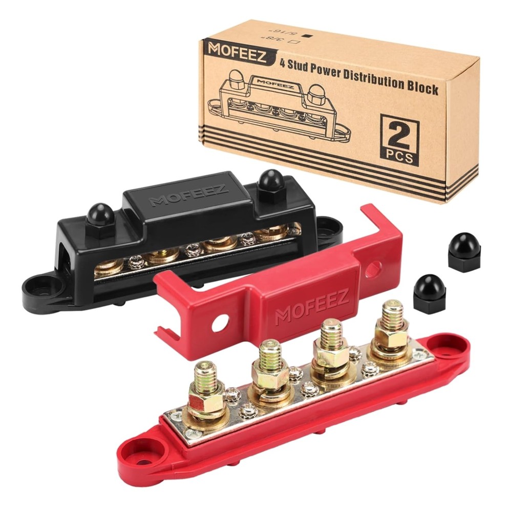 Power Distribution Block Bus Bar, 4x3/8" Posts