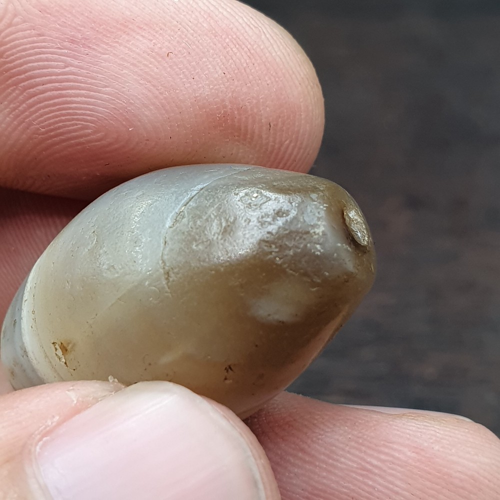 Natural Ancient Suleimani Agate Bead with Unique Eye Pattern