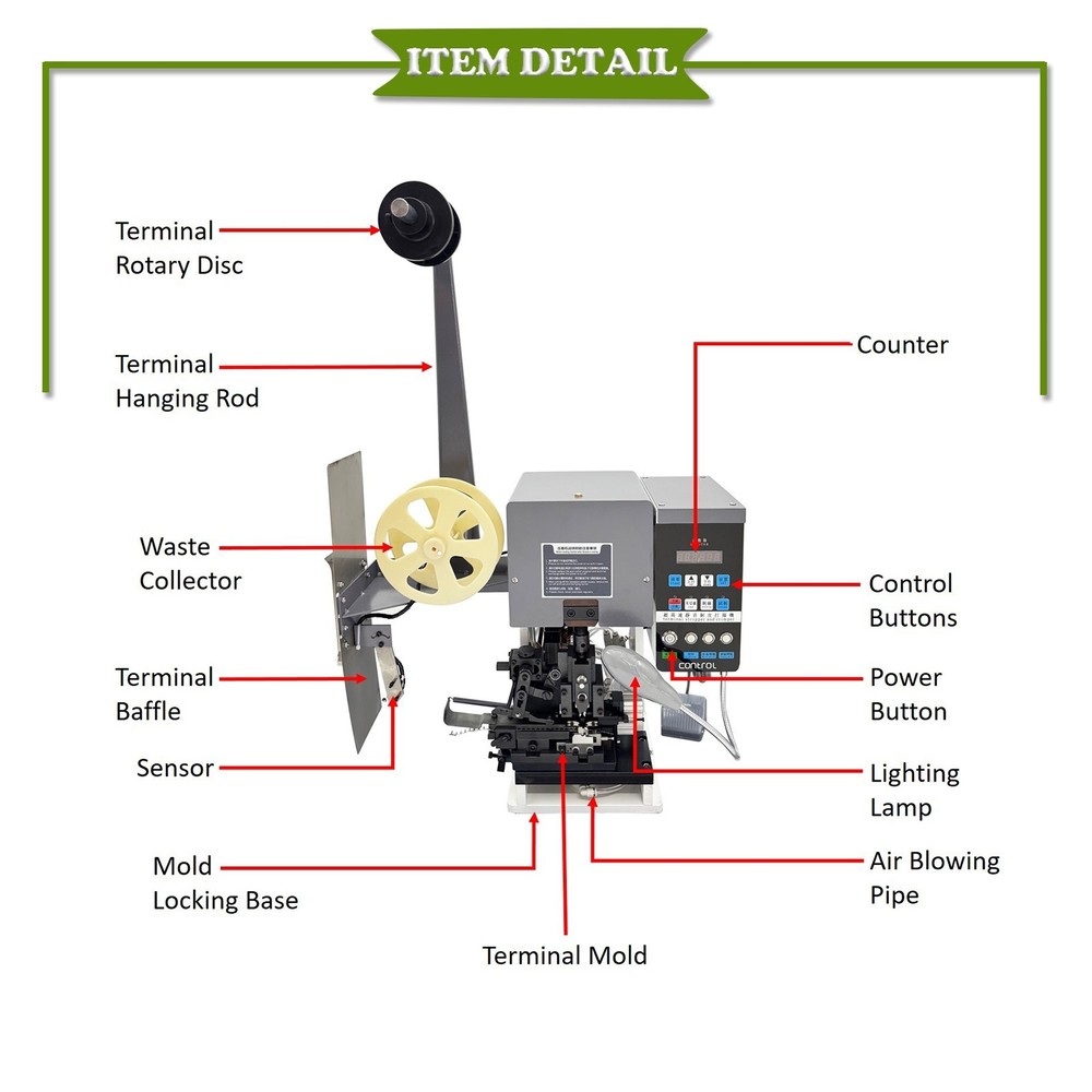 220V Auto Multi-core Wire Stripping & Crimping Machine with 110V Transformer