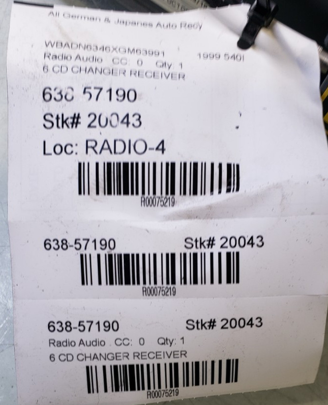 BMW E36 E39 E46 E53 E83 E85 6 Disc CD Changer Alpine OEM 82110028760