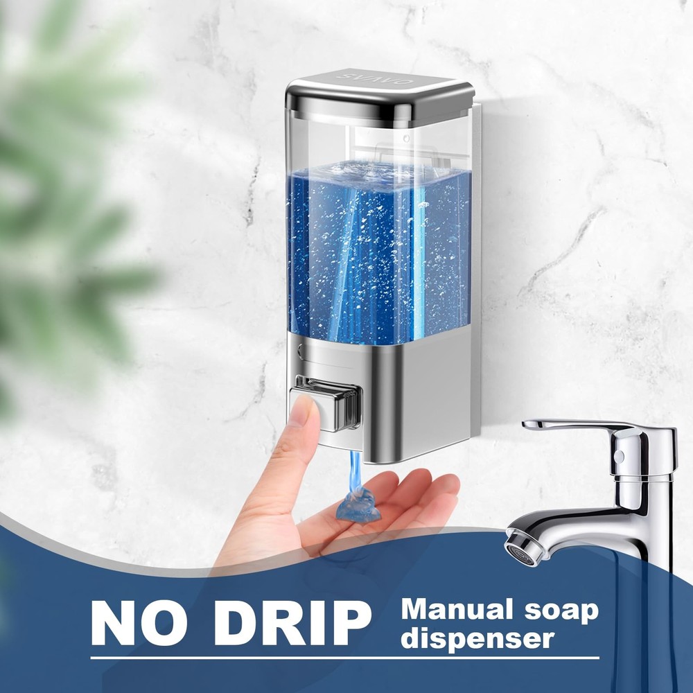 Wall Mounted Soap Dispenser - Manual Kitchen Bathroom Hand Soap Dispenser wit...