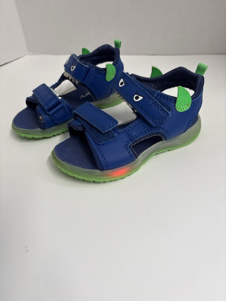 Carters Boy's Light up Sandals Blue Monster Size 10