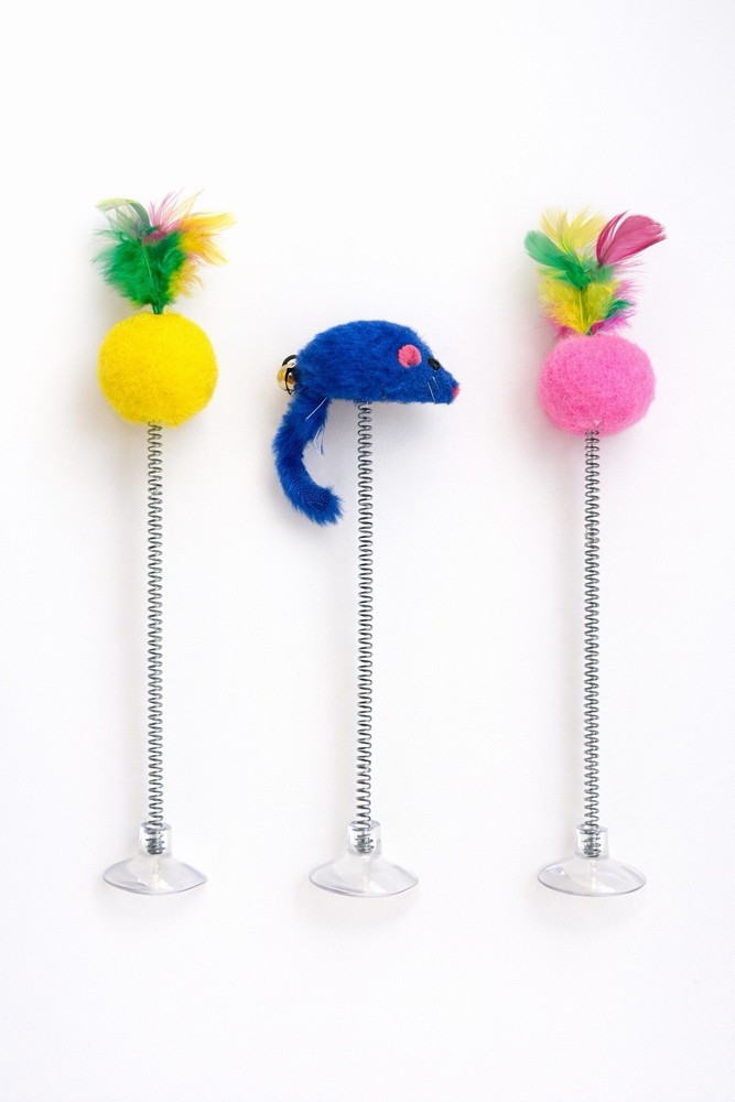Interactive Cat Toy with Suction Cup 3 Pack | Keeps Cats Busy |Spring Toy