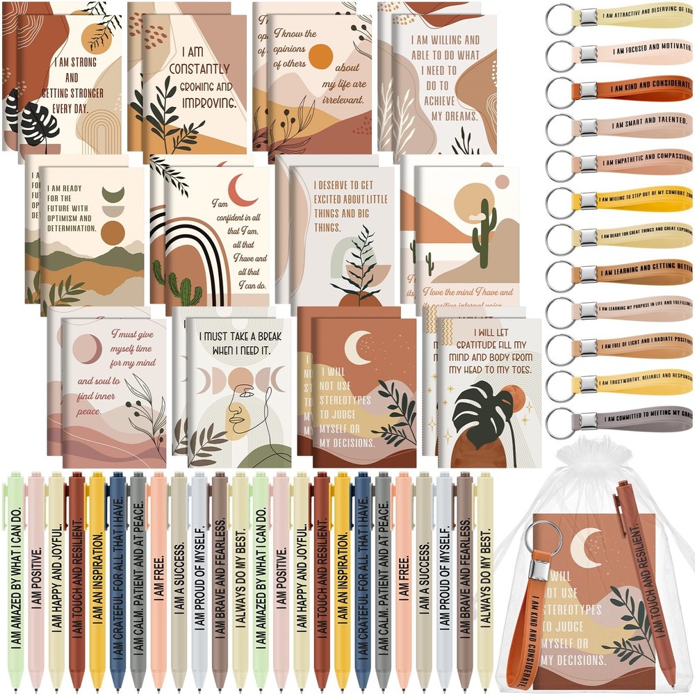 Positive Affirmation Gift Set for Women - Gratitude Notebooks & Keychains