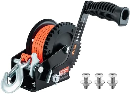 Heavy Duty Hand Crank Trailer Winch With Strap