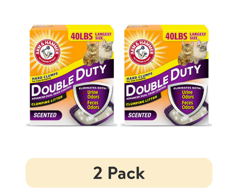 (2 Pack) ARM & HAMMER Double Duty Clumping Cat Litter 40lb Advanced Odor