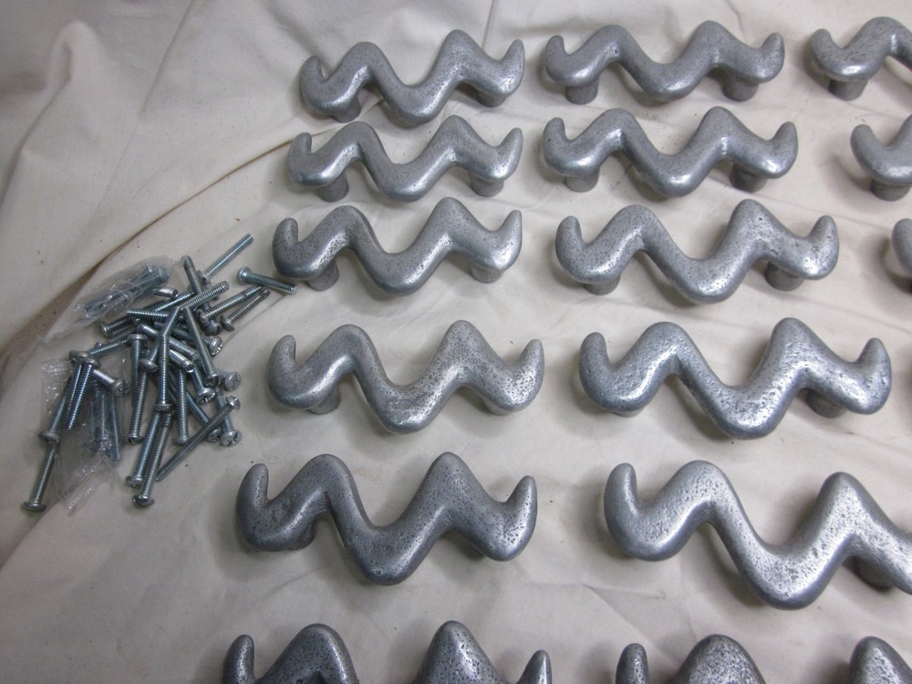 28 handle lot zig zag metal 3" center drawer cabinet handles wave pulls pull