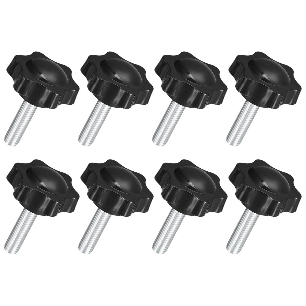 8Pcs M8 x 30mm Star Knobs Plastic Hex Shaped Hand Clamping Knob Screw