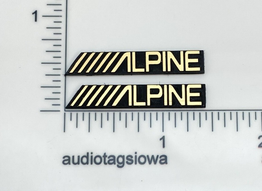 Alpine Custom Speaker Badges Gold Incised Laminated Plastic Pair
