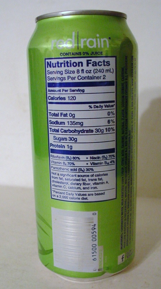 2012 16 oz.. RED RAIN ENERGY DRINK CAN ( DOWNPOUR ) BOTTOM OPENED!