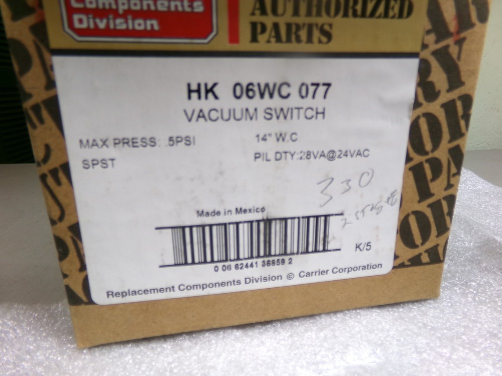 CARRIER HK06WC077 VACUUM SWITCH