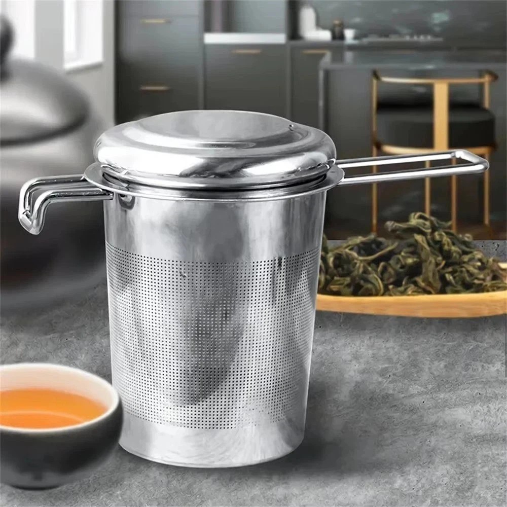 Stainless Steel Tea Filter with Folding Handle Loose Leaf Strainer with Lid*