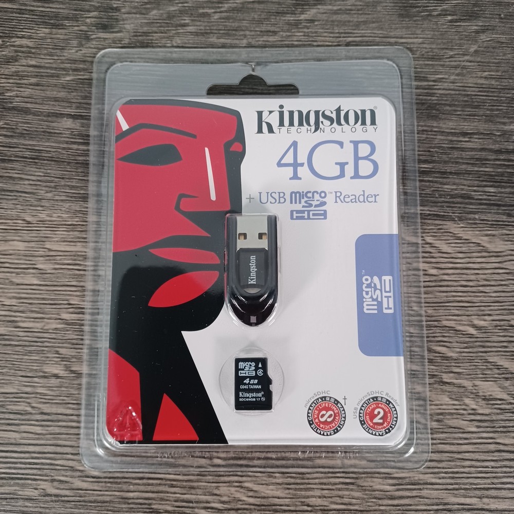 Kingston 4GB MicroSDHC with USB Micro SD HC Reader - New