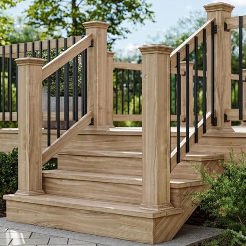 Pack Deck Balusters Rectangle Deck Railing Balusters 26 Inch 25 Black-Rectangle