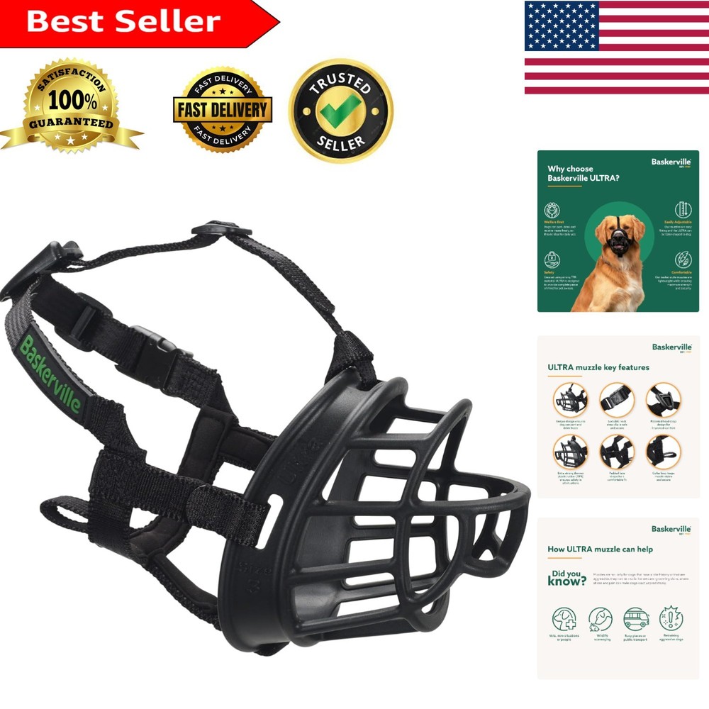Ultra Dog Muzzle, Size 5 - Durable, Lightweight & Comfortable for Large Dogs