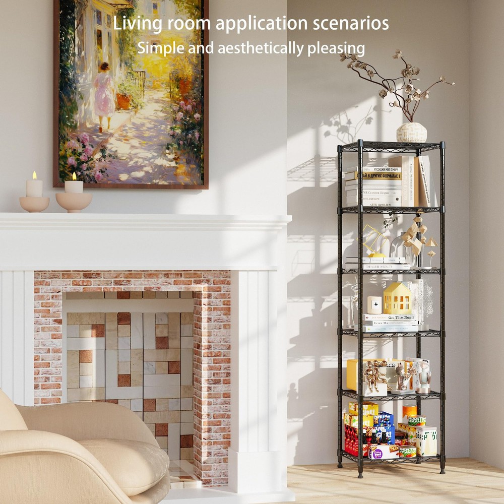 6 Wire Shelving Steel Storage Rack Adjustable Unit Shelves for Laundry Bathro...