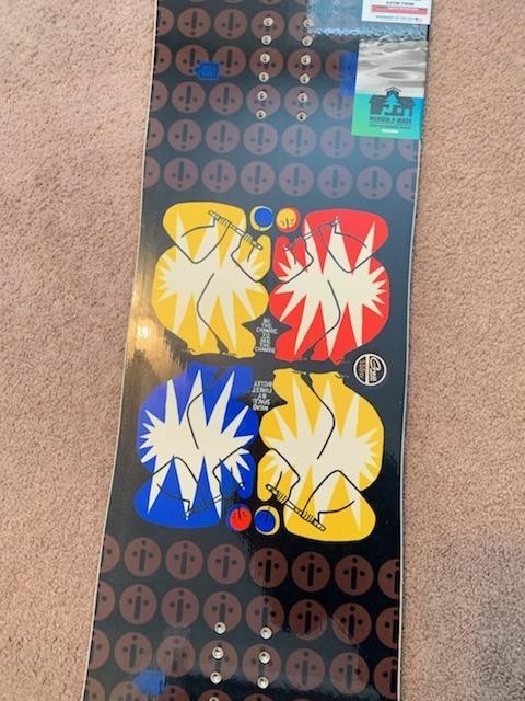 GNU- Headspace- Snowboard- 2021-Colors-Multi. Blue/Black - Stickers Still On