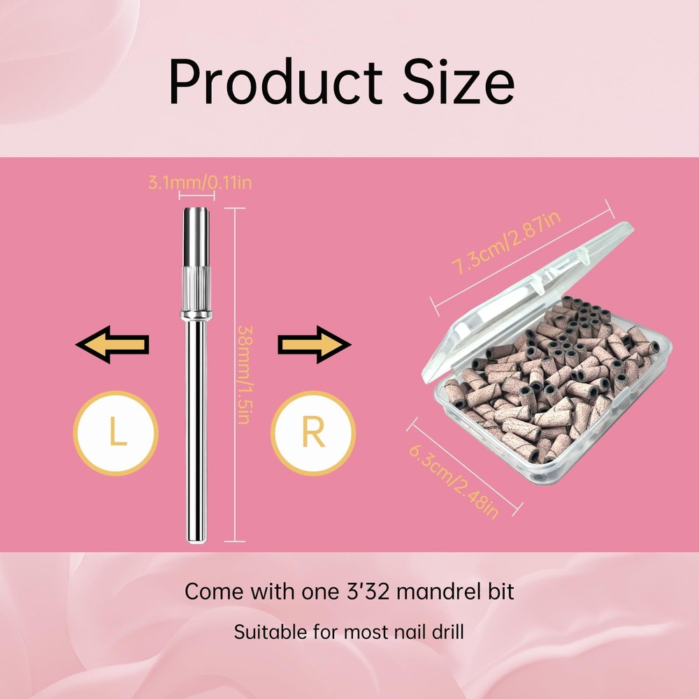 Small Sanding Bands Nail Drill Bits, Corfulra Upgraded Mini Sanding Bands wit...