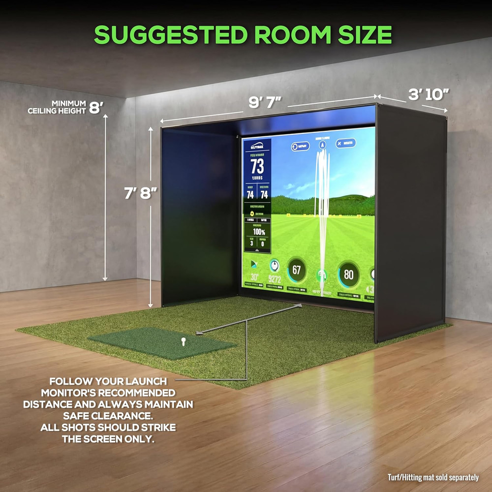 Golf Simulator Enclosure Kit – 10X8 Ft – Complete Frame + Enclosure + HD Impact