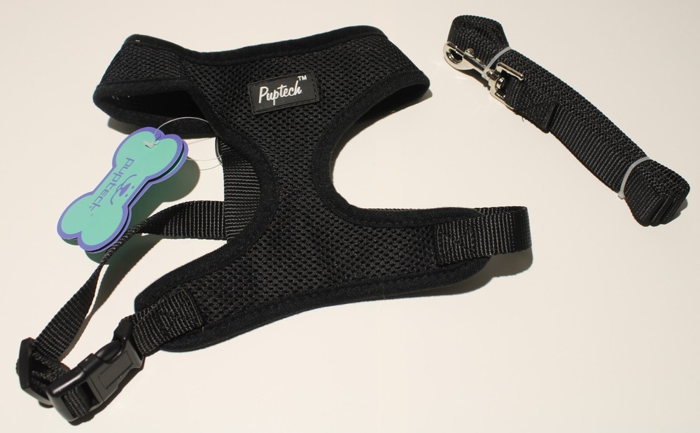 PUPTECK Dog Harness MEDIUM 5' Leash Mesh Breathable Lightweight Padded No Pull