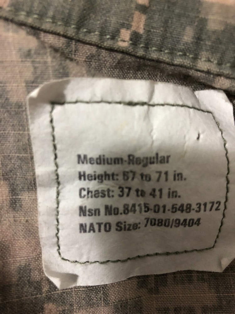Army Medium Regular Flame Resistant Camo Camouflage Coat Jacket Combat Uniform