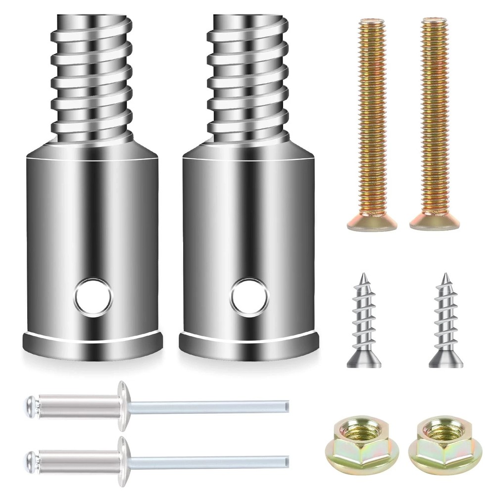 Broom Handle Threaded End, 2 Set Replacement Kit Metal Tips for 1" Wood or Me...