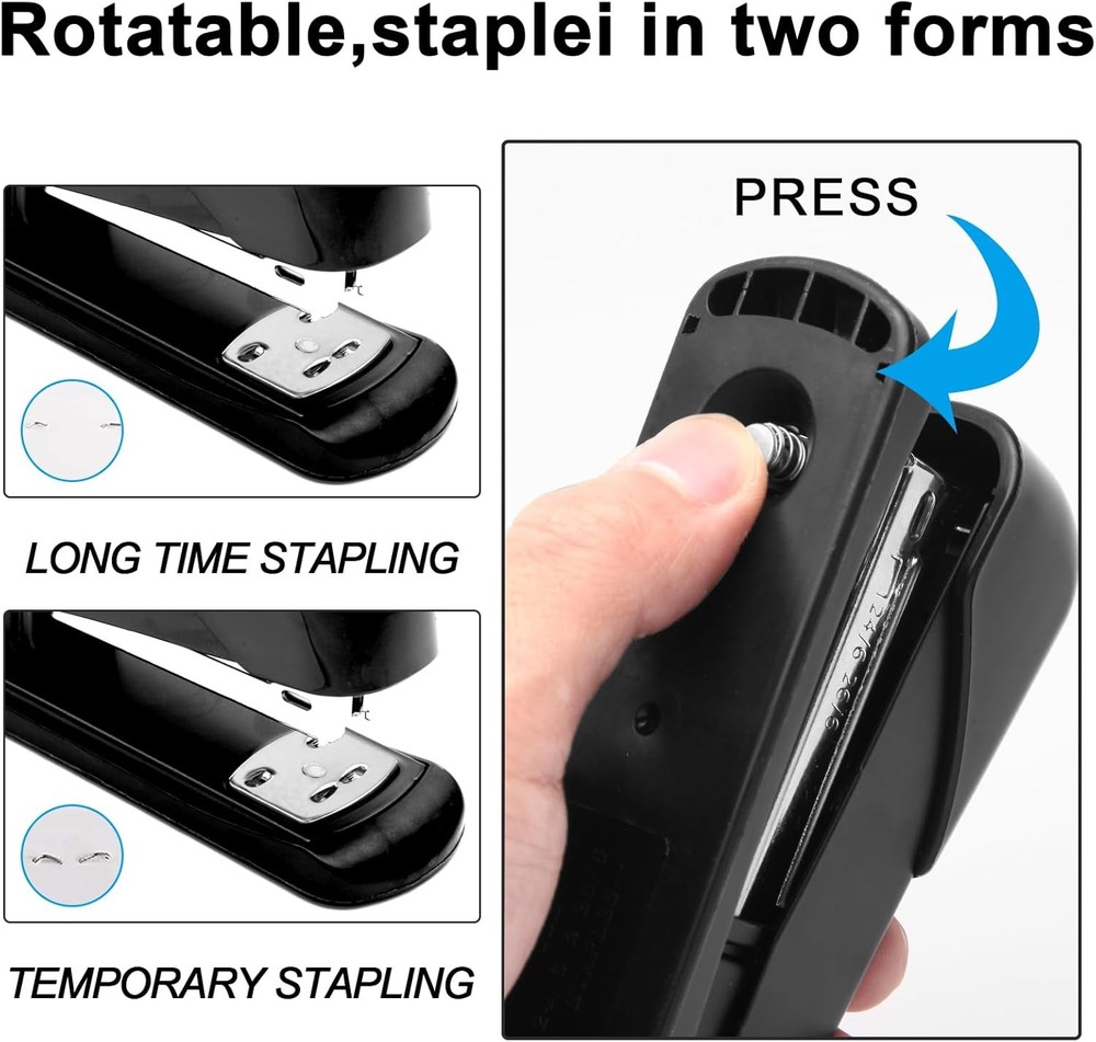 “Black Modern Office Stapler 25-Sheet Capacity w/ 1000 Staples & Remover”