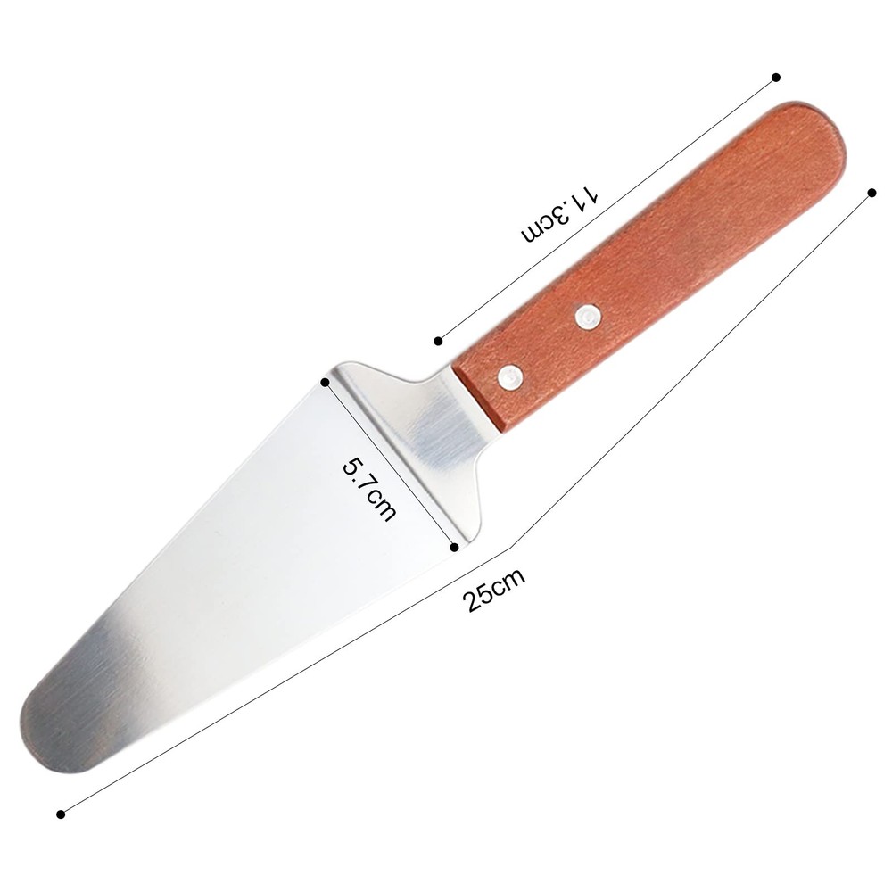 4 Pcs Stainless Steel Pizza Servers with Wooden Handle, Triangular Spade Pie ...