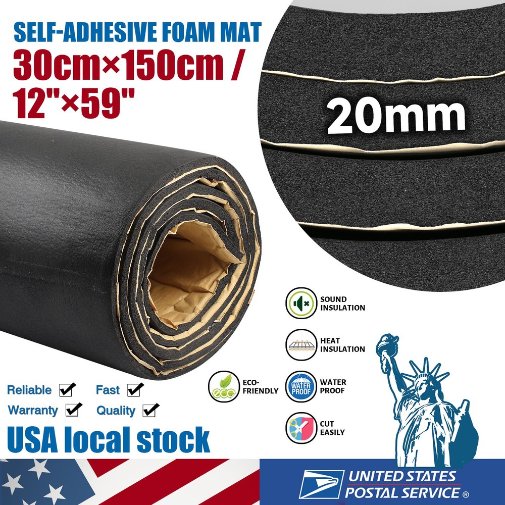 12" x 59" Black High Density Upholstery Foam Couch Mat Replacement Padding 4/5"