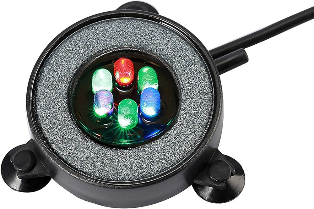 NICREW Multi-Colored LED Aquarium Bubbling Stone Disk, 2 inch, Multicolor