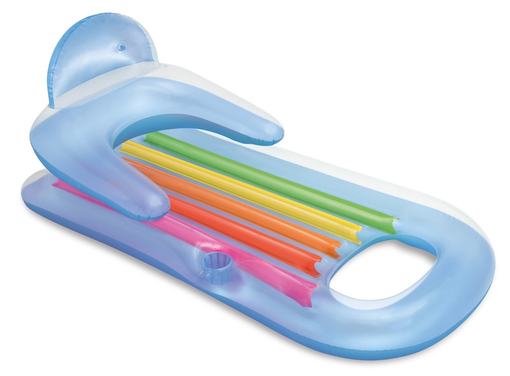 Intex 58802EP Inflatable King Kool Swimming Pool Lounge Raft Blue 2Pack