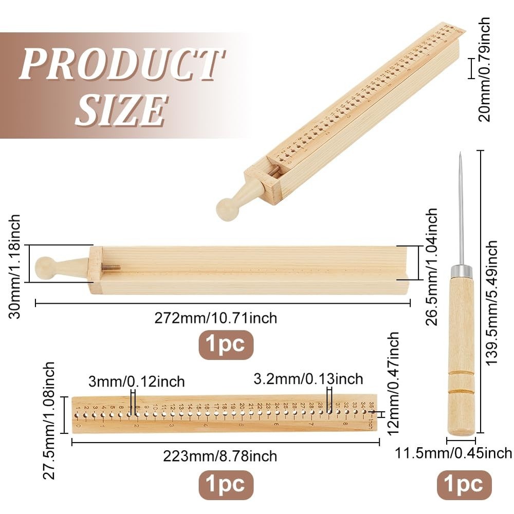 Wood Bookbinding Punching Tool Hand Account Binding Kit DIY Journal Notebook