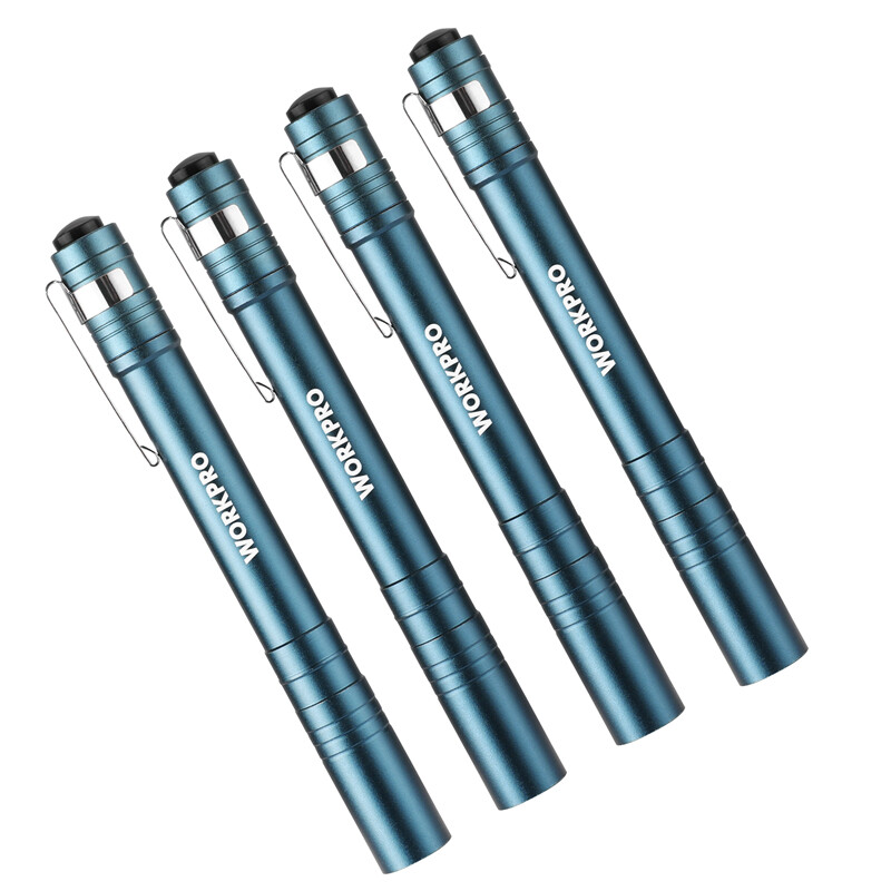 WORKPRO 4PC LED Pen Light Set Aluminum Handheld Pocket Torch Penlight Flashlight